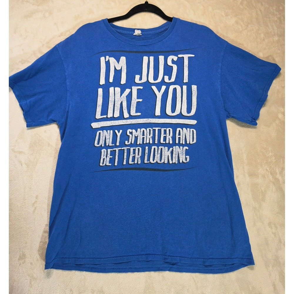 Delta Pro Weight Graphic T-Shirt Mens L Blue "I'm‎ Just Like You Only Smarter